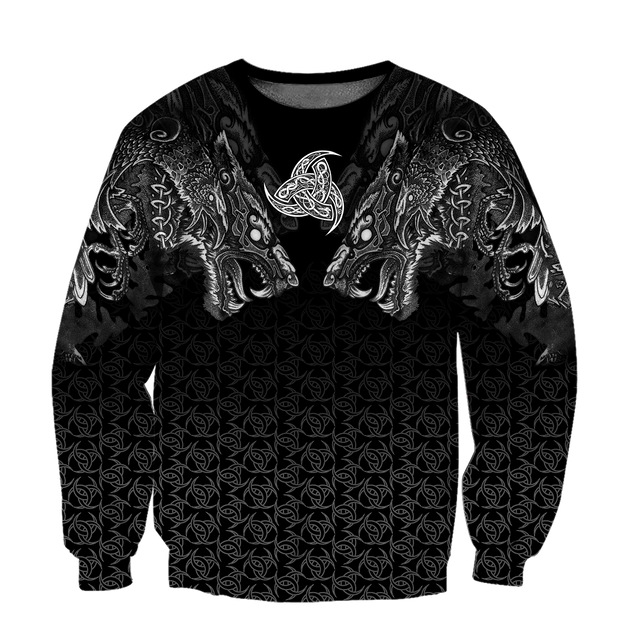 Fenrir Wolf Viking 3D All Over Printed Unisex Deluxe Hoodie ML