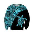 Hawaii Hoodie Turtle Mermaid Polynesian Wave - Blue Hoodie-Apparel-Phaethon-Sweat Shirt-S-Vibe Cosy™