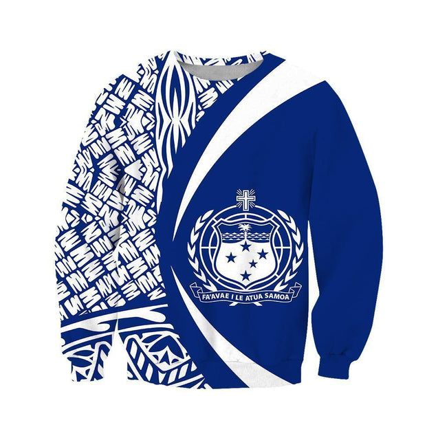 Samoa Polynesian Hoodie - Circle Style White Blue Color-ALL OVER PRINT HOODIES (P)-Phaethon-Sweat Shirt-S-Vibe Cosy™