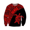 Hawaii Hoodie Turtle Mermaid Polynesian Wave - Red Hoodie-Apparel-Phaethon-Sweat Shirt-S-Vibe Cosy™