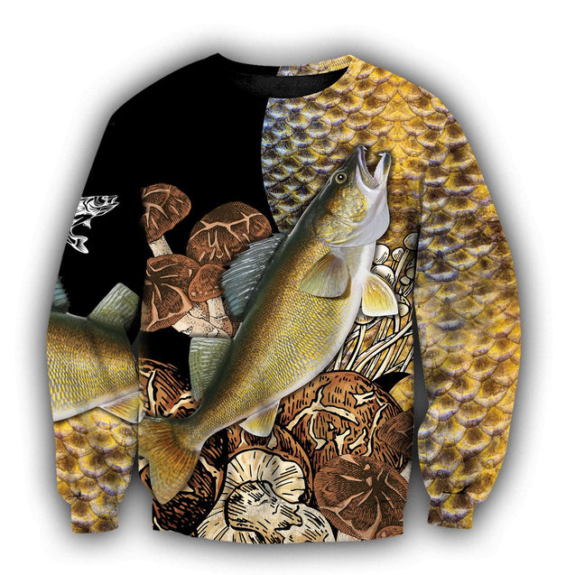 Walleye Fishing on skin mushrooms 3D all over printing shirts for men and women TR200201 - Amaze Style™-Apparel