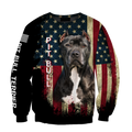 Pit Bull Terrier American Flag 3D All Over Print Hoodie