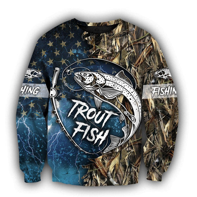 Trout Fishing 3D all over shirts for men and women blue color TR211201 - Amaze Style™-Apparel