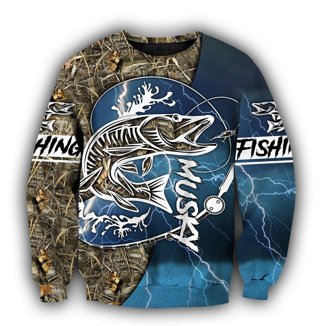 Musky Fishing huk up all Printing Shirts for men and women Blue TR021204 - Amaze Style™-Apparel