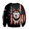 Husky Siberian American Flag 3D All Over Print Hoodie