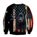 Black German Shepherd American Flag 3D All Over Print Hoodie