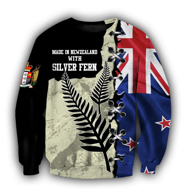 New Zealand Kiwi Bird Silver Fern T-Shirt Hoodie Zip all over shirts For Men and Women TR281202-Apparel-Huyencass-Sweat Shirt-S-Vibe Cosy™