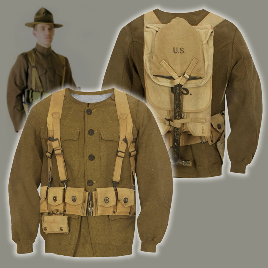 3D All Over Printed U.S. WWI Soldier Shirts-Apparel-HP Arts-Hoodie-S-Vibe Cosy™