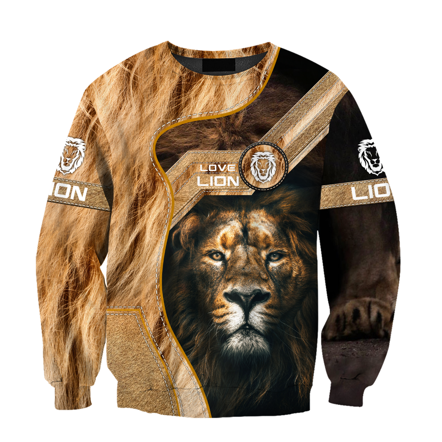 I Love Lion Over Printed Hoodie