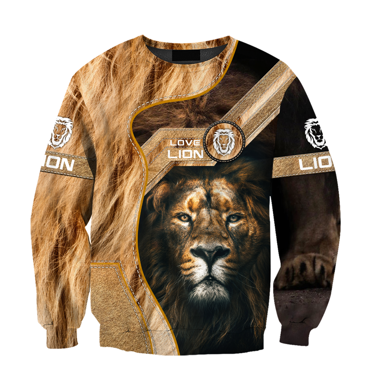 I Love Lion Over Printed Hoodie