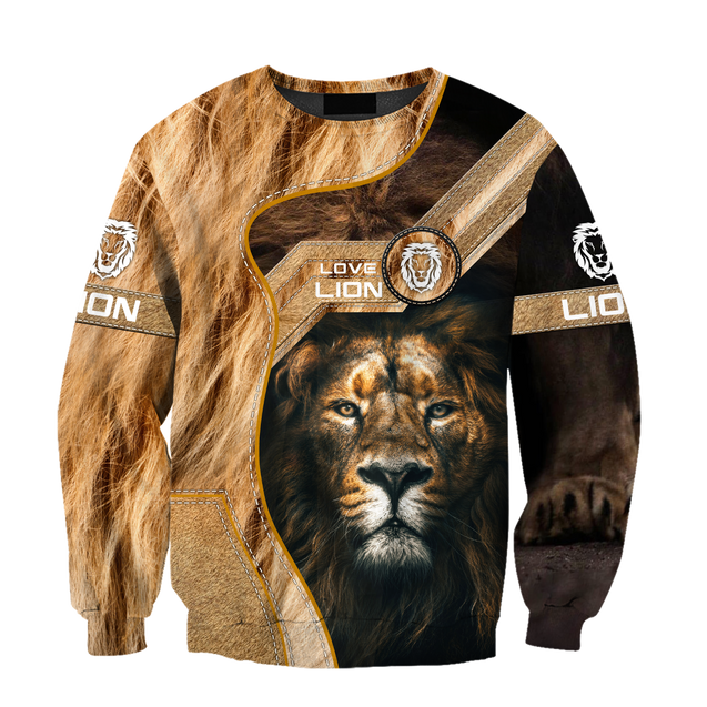 I Love Lion Over Printed Hoodie