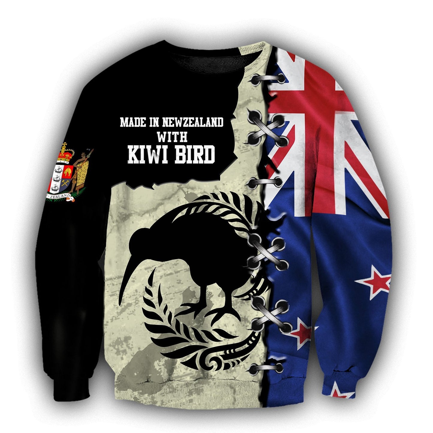 New Zealand Kiwi Bird Silver Fern T-Shirt Hoodie Zip all over shirts For Men and Women TR281203-Apparel-Huyencass-Sweat Shirt-S-Vibe Cosy™