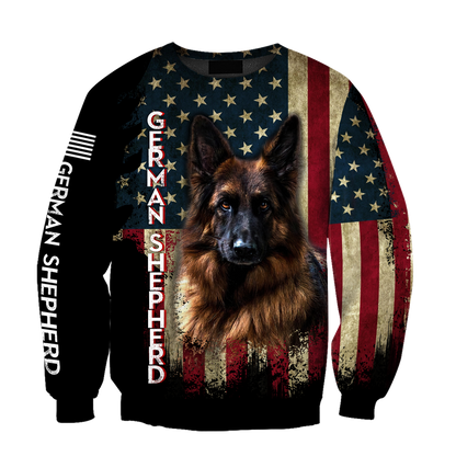 German Shepherd American Flag 3D All Over Print Hoodie