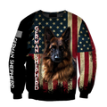 German Shepherd American Flag 3D All Over Print Hoodie