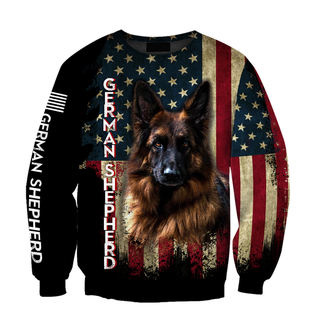 German Shepherd American Flag 3D All Over Print Hoodie