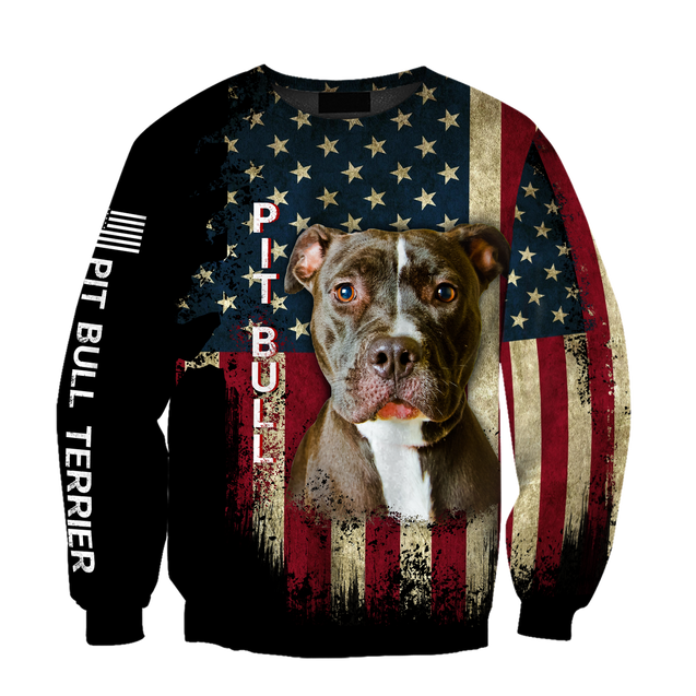 Pit Bull Terrier American Flag 3D All Over Print Hoodie TR0510202