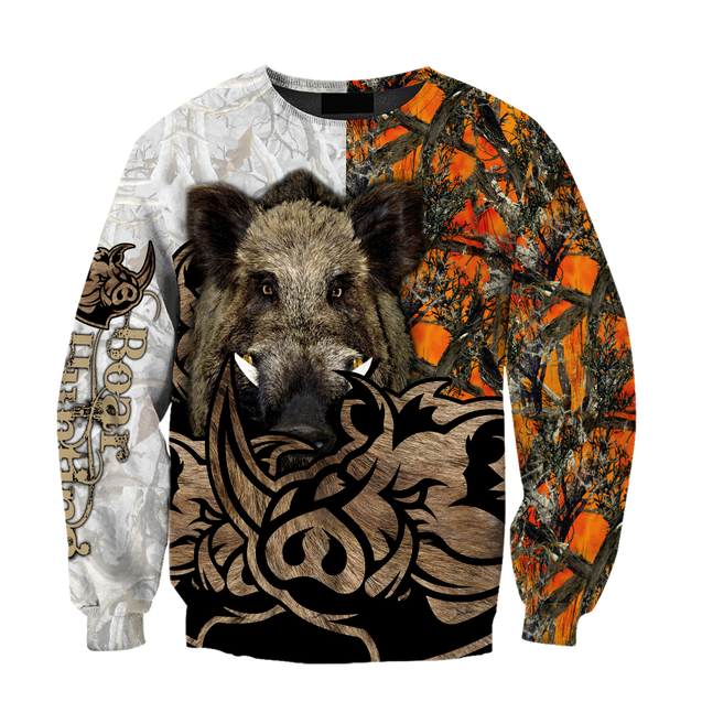 Boar Hunter Oreange Camo 3D All Over Print  Hoodie DL20102003