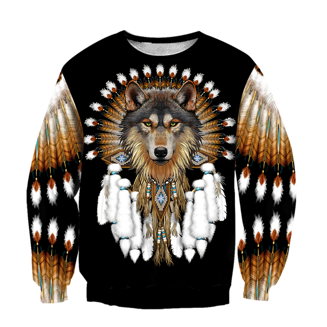 Native American Wolf Hoodie T Shirt For Men and Women HAC210405-Apparel-NM-Sweatshirts-S-Vibe Cosy™