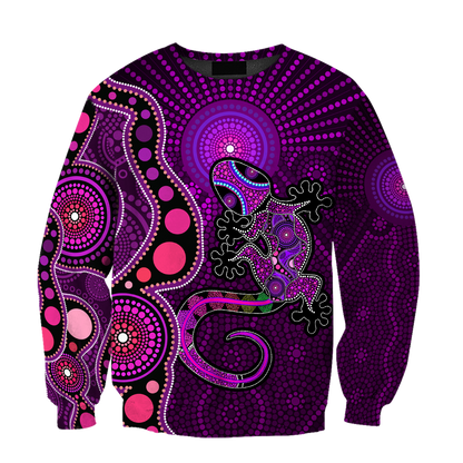 Aboriginal Australia Indigenous Purple The Lizard and The Sun shirts for men and women-Apparel-Huyencass-Sweat Shirt-S-Vibe Cosy™