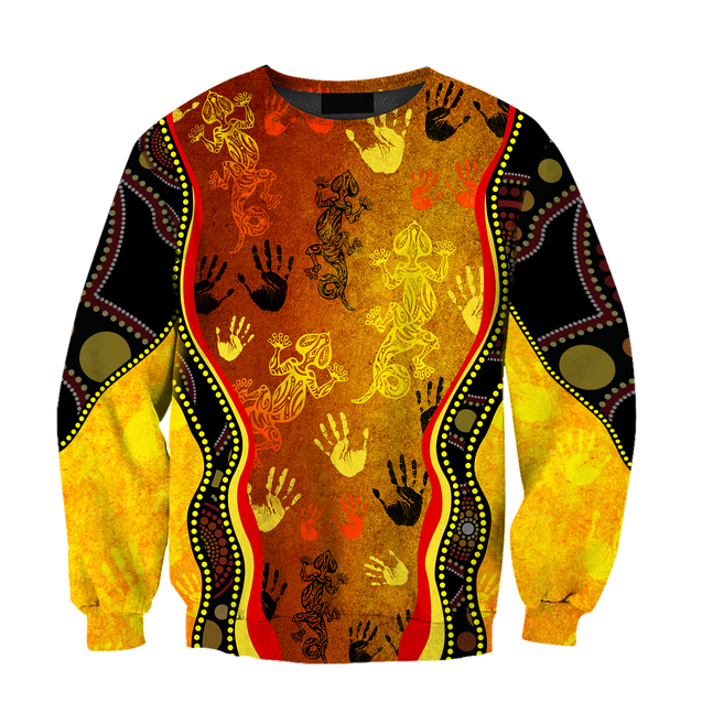 Aboriginal Australia Rock Painting Hand Lizard Art Golden Style shirts for men and women TR2606204S-Apparel-Huyencass-Sweat Shirt-S-Vibe Cosy™