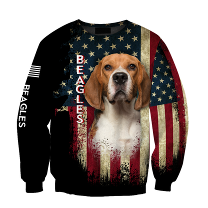 Beagles American Flag 3D All Over Print Hoodie