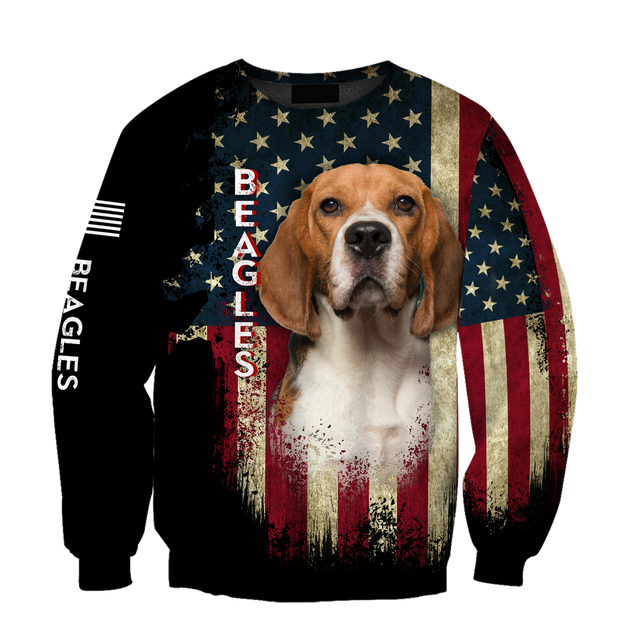 Beagles American Flag 3D All Over Print Hoodie