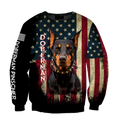 Doberman Pinscher American Flag 3D All Over Print Hoodie