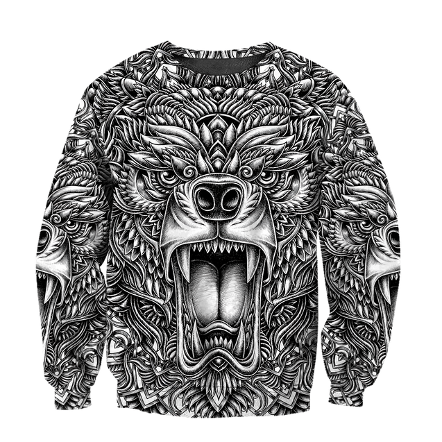 BEAR TATTOO 3D ALL OVER PRINTED SHIRTS FOR MEN AND WOMEN AZ071201 PL-Apparel-PL8386-sweatshirt-S-Vibe Cosy™