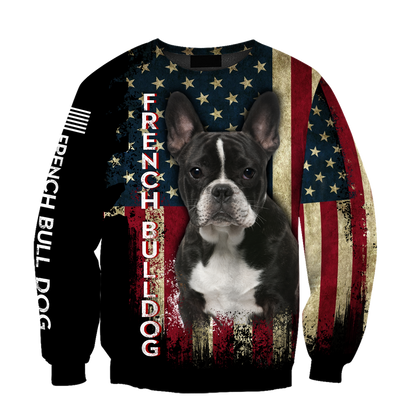 French Bulldog American Flag 3D All Over Print Hoodie