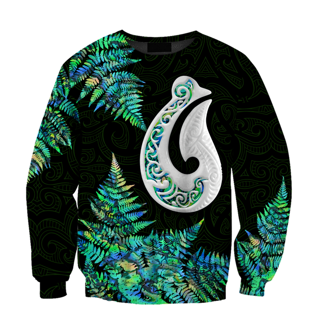 Hei Matau Fish Hook Silver Fern Maori Paua Shell Unisex Shirts