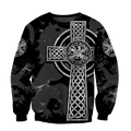Scottish Lion Celtic Cross grey version Hoodie AZ210201-Apparel-PL8386-Sweat Shirt-S-Vibe Cosy™