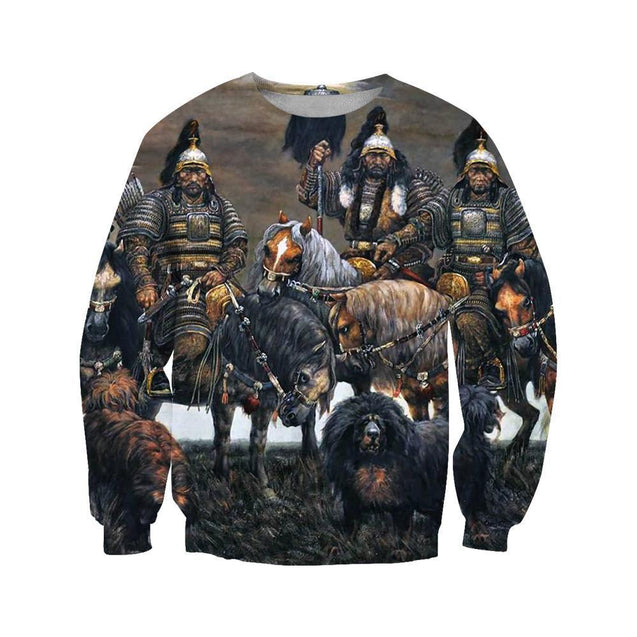 3D All Over Print Mongolia Warrior Hoodie-Apparel-Khanh Arts-Sweat Shirt-S-Vibe Cosy™