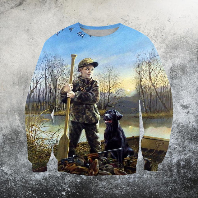 Boy Duck Hunting 3D All Over Printed Shirts-Apparel-HP Arts-Sweatshirt-S-Vibe Cosy™