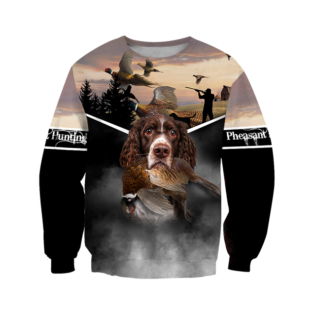 Pheasant Hunting Springer Spaniel 3D All Over Printed Shirts For Men And Women JJ180103-Apparel-MP-Sweatshirts-S-Vibe Cosy™