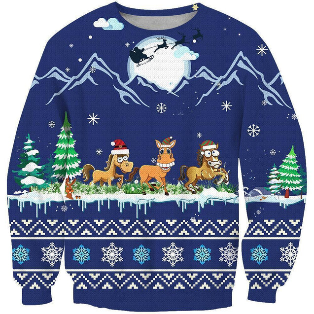 3D All Over Print Horse On Christmas Shirts-Apparel-Phaethon-Sweatshirt-S-Vibe Cosy™