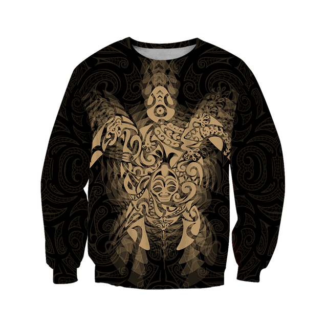 New Zealand Maori Hoodie, Wairua Tattoo Turtle Pullover Hoodie - Gold JJ150101 PL-Apparel-PL8386-Sweatshirt-S-Vibe Cosy™