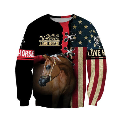 Love Horse shirt flag design Daily Fashion - Winter Set for Men and Women JJ271203-Apparel-TA-Sweat Shirt-S-Vibe Cosy™