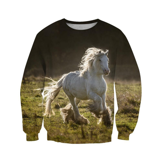 Beautiful White Horse Shirt - Winter Set for Men and Women JJ061203-Apparel-NNK-Sweat Shirt-S-Vibe Cosy™