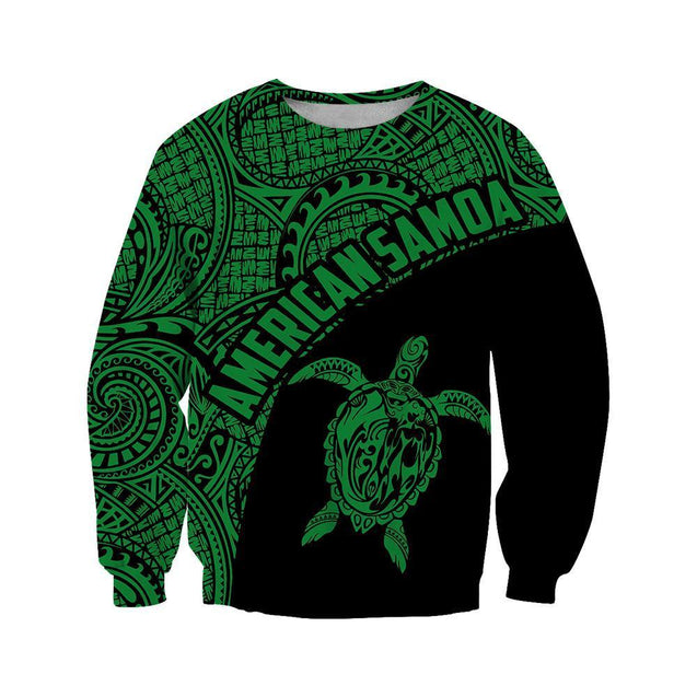 American Samoa Polynesian Hoodie - GREEN-Apparel-Phaethon-Sweat Shirt-S-Vibe Cosy™