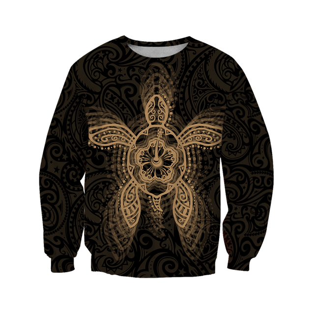 New Zealand Maori Hoodie, Wairua Tattoo Turtle Pullover Hoodie - Gold JJ150102 PL-Apparel-PL8386-Sweatshirt-S-Vibe Cosy™