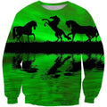 3D All Over Print Green Animals Horse Hoodie-Apparel-Phaethon-Sweatshirt-S-Vibe Cosy™