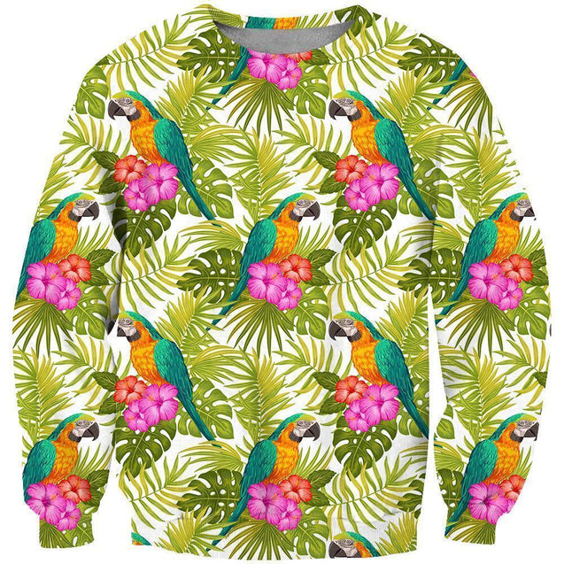 Catalina Macaw Parrot and Flower Shirt-Apparel-Phaethon-Sweatshirt-S-Vibe Cosy™