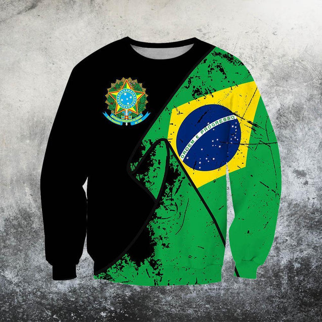 Brasil Special Grunge Flag Pullover Hoodie-Apparel-Phaethon-Sweat Shirt-S-Vibe Cosy™