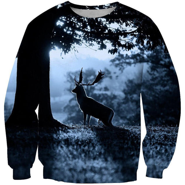 3D All Over Print Night And The Deer Hoodie-Apparel-Phaethon-Sweatshirt-S-Vibe Cosy™