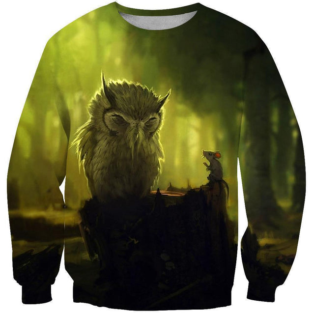 All Over Print Owl And Mouse-Apparel-Phaethon-Sweatshirt-S-Vibe Cosy™