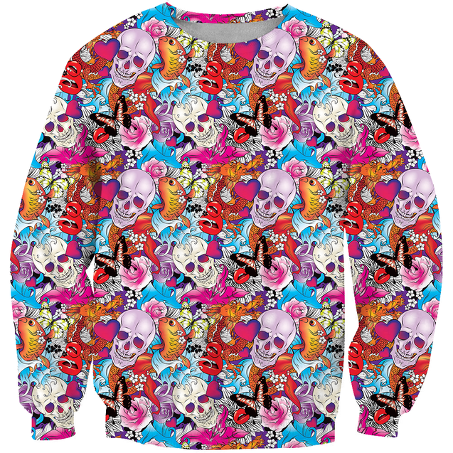 All Over Print Paisley Pattern Skull-Apparel-Phaethon-Sweatshirt-S-Vibe Cosy™