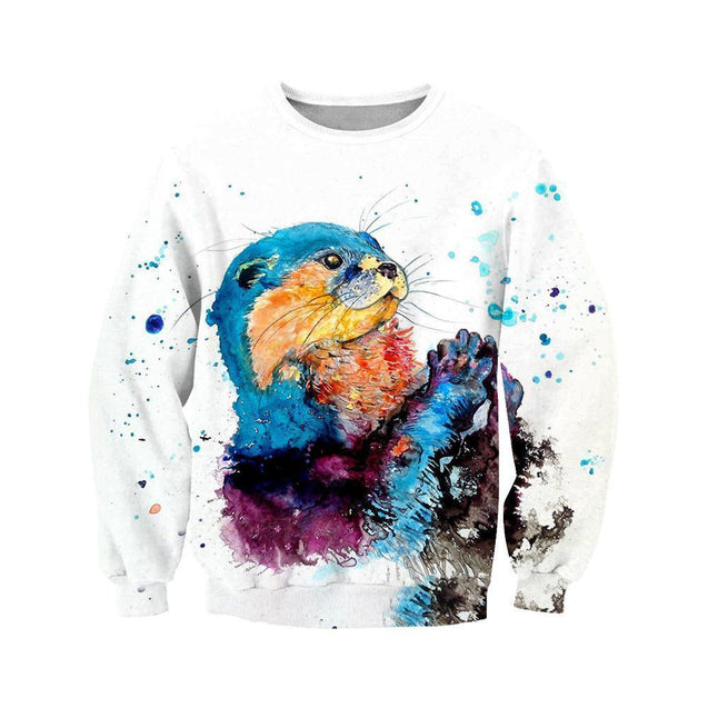 3D All Over Printed Otter T-shirt Hoodie-Apparel-HP Arts-T-Shirt-S-Vibe Cosy™