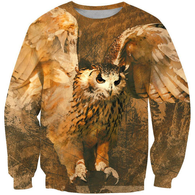 All Over Print Owl Flying-Apparel-Phaethon-Sweatshirt-S-Vibe Cosy™