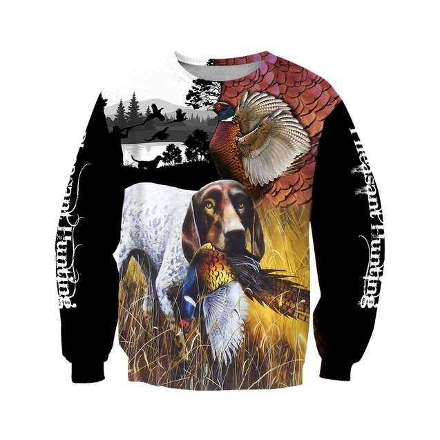 Pheasant German Shorthaired Pointer Hunting 3D All Over Printed Shirts For Men And Women JJ110201-Apparel-MP-Sweatshirts-S-Vibe Cosy™