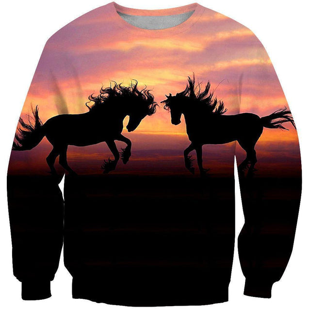 All Over Print Horse Silhouette Sunset-Apparel-Phaethon-Sweatshirt-S-Vibe Cosy™